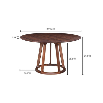 Mesa de jantar redonda de nogueira americana