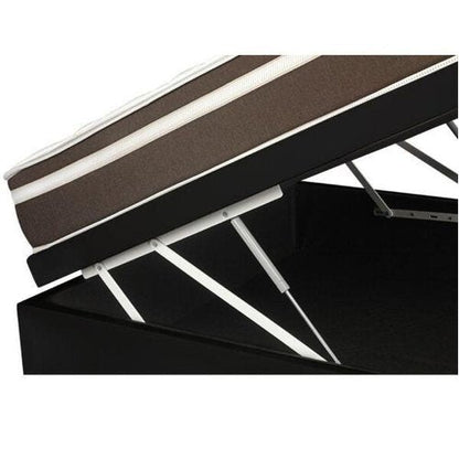 Cama Box com Baú Casal + Colchão de Molas - Anjos - Classic Superlastic 138cm - Preto Preto Liso